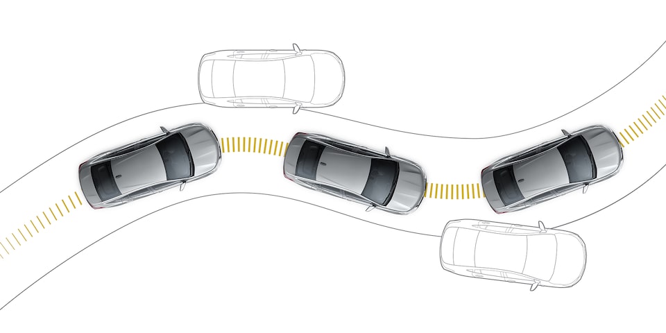 Representación gráfica del control de estabilidad Stabilitrak para Chevrolet Onix 2024, sedán deportivo